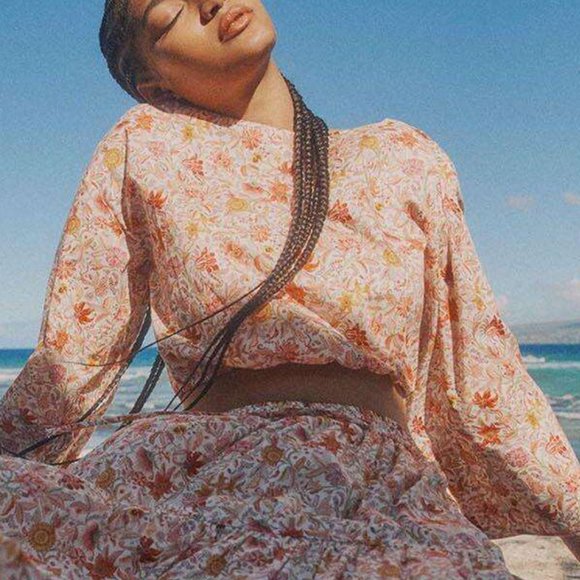 J Crew Cropped Top In Liberty Floral Print Cottagecore Prairie Whimsical - Picture 3 of 10